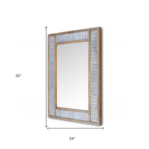 Homeroots 32" Brown Framed Accent Mirror  Wood 379819