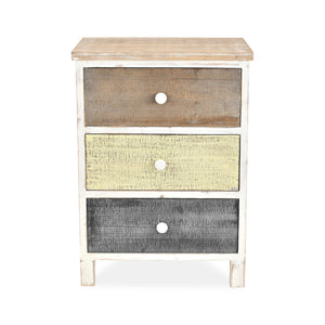 Homeroots Distressed Gray And White Side Cabinet With 3 Drawers  Wood 379823