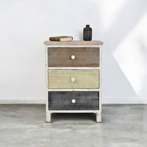 Homeroots Distressed Gray And White Side Cabinet With 3 Drawers  Wood 379823