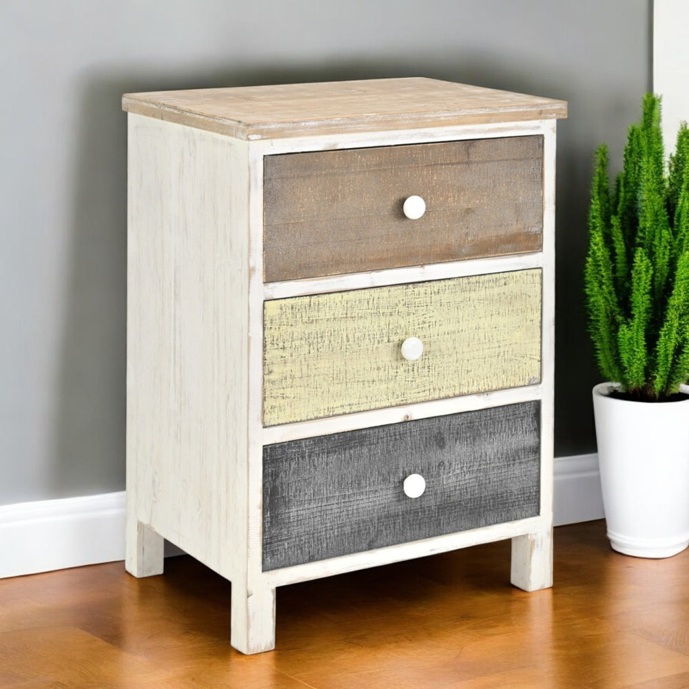 HomeRoots 19" Distressed Accent Cabinet in White and Gray - Stylish Storage with Vintage Charm for Any Room 379823