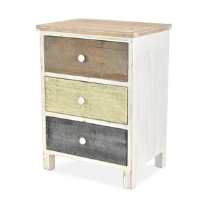 Homeroots Distressed Gray And White Side Cabinet With 3 Drawers  Wood 379823