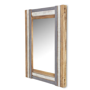 Homeroots 32" Gray Natural And White Wood Framed Accent Mirror  Wood 379824