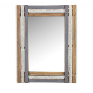 Homeroots 32" Gray Natural And White Wood Framed Accent Mirror  Wood 379824