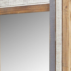 Homeroots 32" Gray Natural And White Wood Framed Accent Mirror  Wood 379824