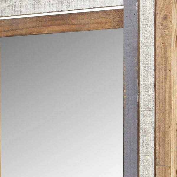 Homeroots 32" Gray Natural And White Wood Framed Accent Mirror  Wood 379824