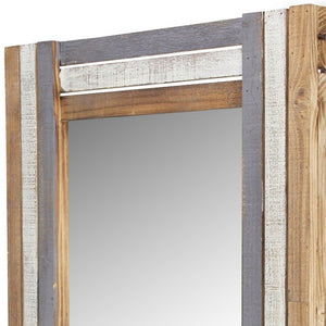 Homeroots 32" Gray Natural And White Wood Framed Accent Mirror  Wood 379824