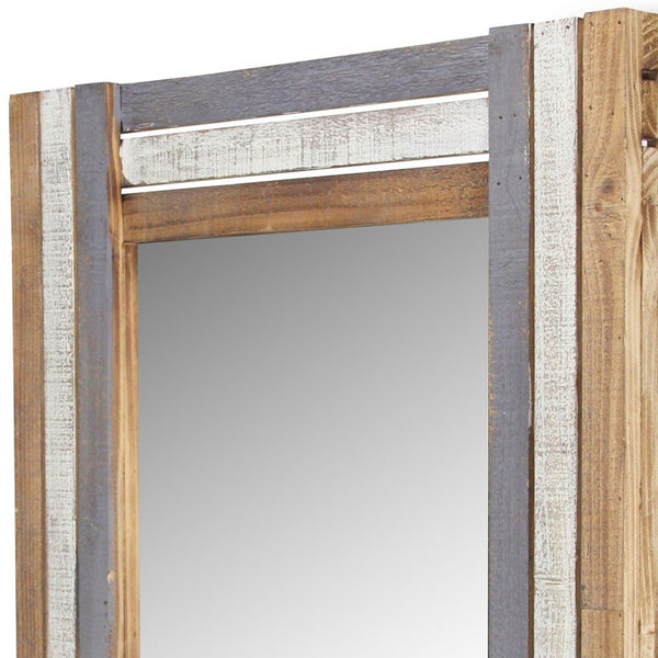 Homeroots 32" Gray Natural And White Wood Framed Accent Mirror  Wood 379824