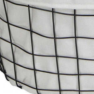Homeroots Set Of Three Black Oval Wire Baskets With White Fabric Liners And Handles   379831