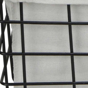 Homeroots Set Of 3 Rectangular White Lined And Metal Wire Baskets  Metal 379832