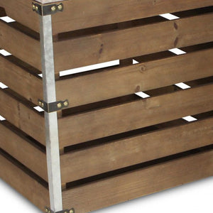 Homeroots Set Of 2 Square Brown Linen Fabric And Wood Slats Storage Benches  Solid Wood 379837