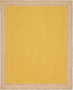Unique Loom Braided Jute Goa Hand Braided Border Rug Yellow, Natural 8' 0" x 10' 0"