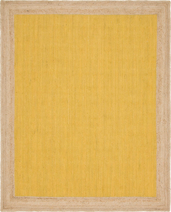 Unique Loom Braided Jute Goa Hand Braided Border Rug Yellow, Natural 8' 0" x 10' 0"