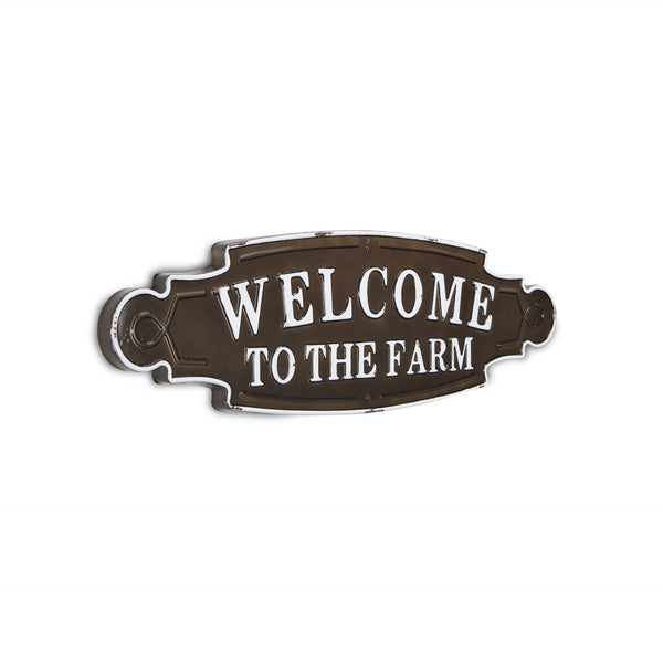 Homeroots Welcome To The Farm Lacquered Black And White Metal Wall Art  Metal 379842