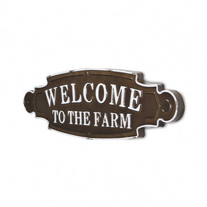 Homeroots Welcome To The Farm Lacquered Black And White Metal Wall Art  Metal 379842