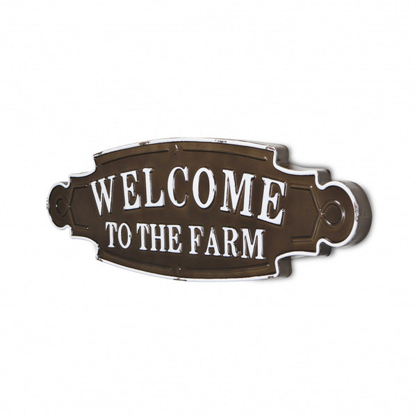 Homeroots Welcome To The Farm Lacquered Black And White Metal Wall Art  Metal 379842