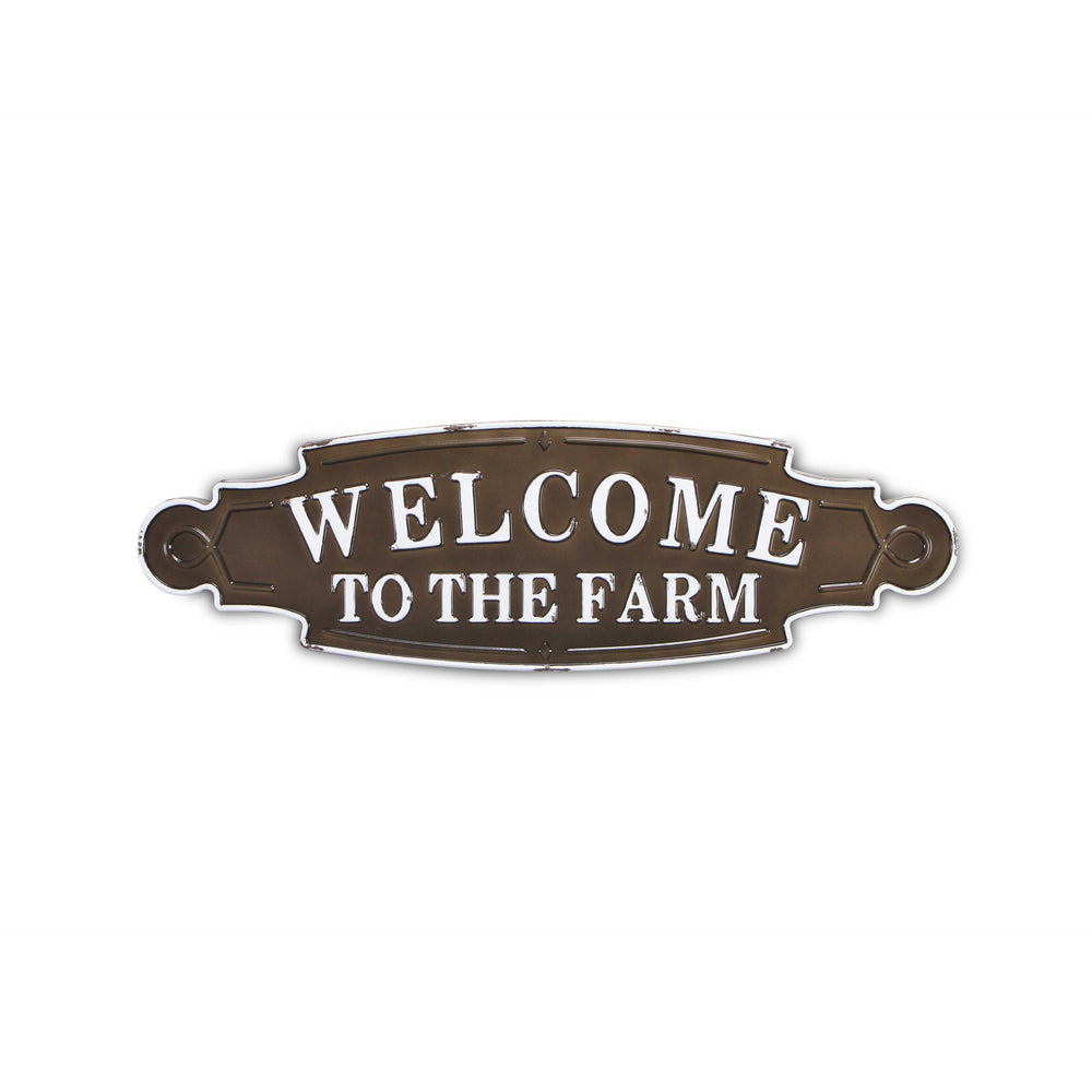 Homeroots Welcome To The Farm Lacquered Black And White Metal Wall Art  Metal 379842