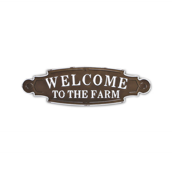 Homeroots Welcome To The Farm Lacquered Black And White Metal Wall Art  Metal 379842