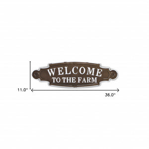 Homeroots Welcome To The Farm Lacquered Black And White Metal Wall Art  Metal 379842