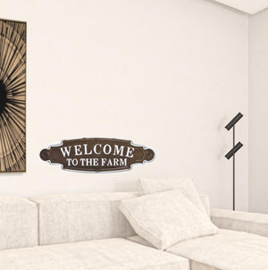 Homeroots Welcome To The Farm Lacquered Black And White Metal Wall Art  Metal 379842