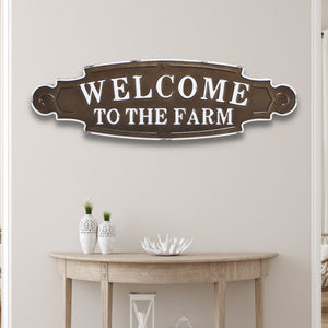 Homeroots Welcome To The Farm Lacquered Black And White Metal Wall Art  Metal 379842