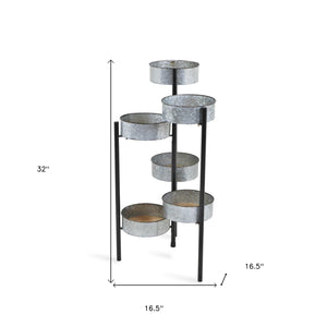 Homeroots Modern Farmhouse 6 Tier Galvanized Metal Plant Stand  Metal 379847