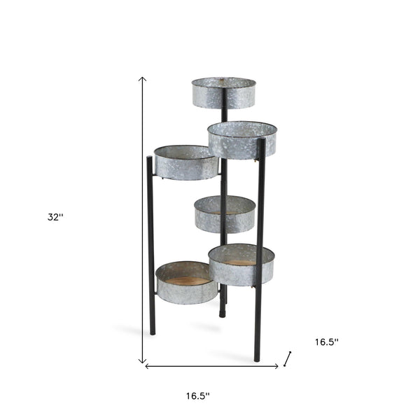 Homeroots Modern Farmhouse 6 Tier Galvanized Metal Plant Stand  Metal 379847
