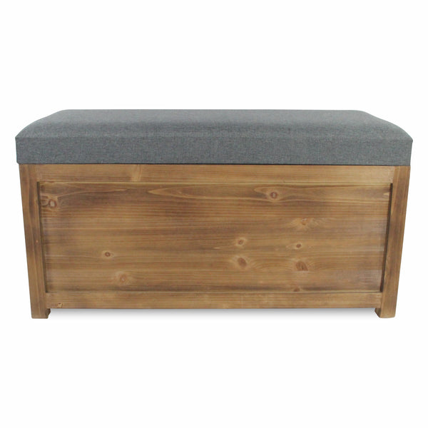 Homeroots Set Of 2 Rectangular Gray Linen Fabric And Wood Storage Benches  Solid Wood 379848