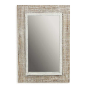 Homeroots Rectangular Rustic White Wash Finish Wall Mirror  Wood 379850