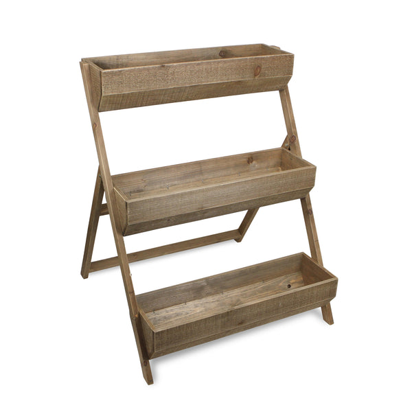 Homeroots 3 Tier Wooden Shelves Storage Plant Stand  Wood 379851