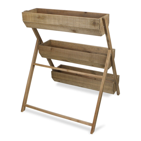 Homeroots 3 Tier Wooden Shelves Storage Plant Stand  Wood 379851