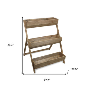 Homeroots 3 Tier Wooden Shelves Storage Plant Stand  Wood 379851