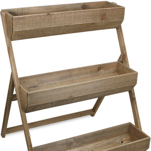 Homeroots 3 Tier Wooden Shelves Storage Plant Stand  Wood 379851