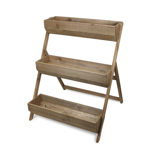 Homeroots 3 Tier Wooden Shelves Storage Plant Stand  Wood 379851