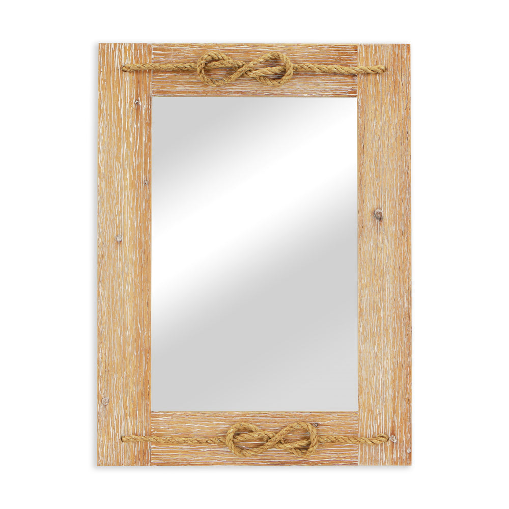 Homeroots 31" Rustic Brown Nautical Accent Framed Wall Mirror  Wood 379856