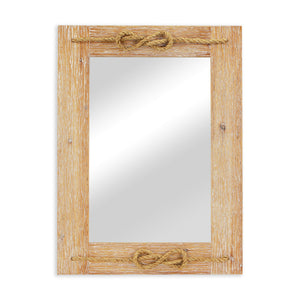 Homeroots 31" Rustic Brown Nautical Accent Framed Wall Mirror  Wood 379856