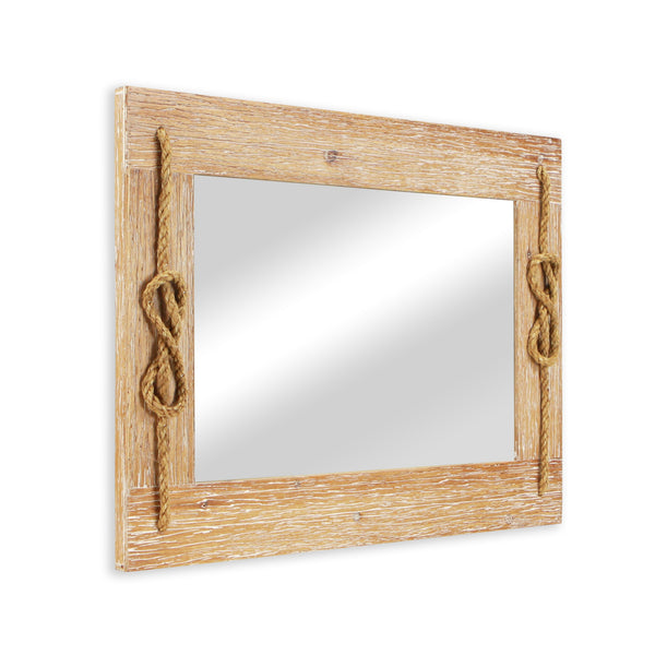 Homeroots 31" Rustic Brown Nautical Accent Framed Wall Mirror  Wood 379856