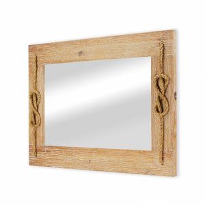 Homeroots 31" Rustic Brown Nautical Accent Framed Wall Mirror  Wood 379856