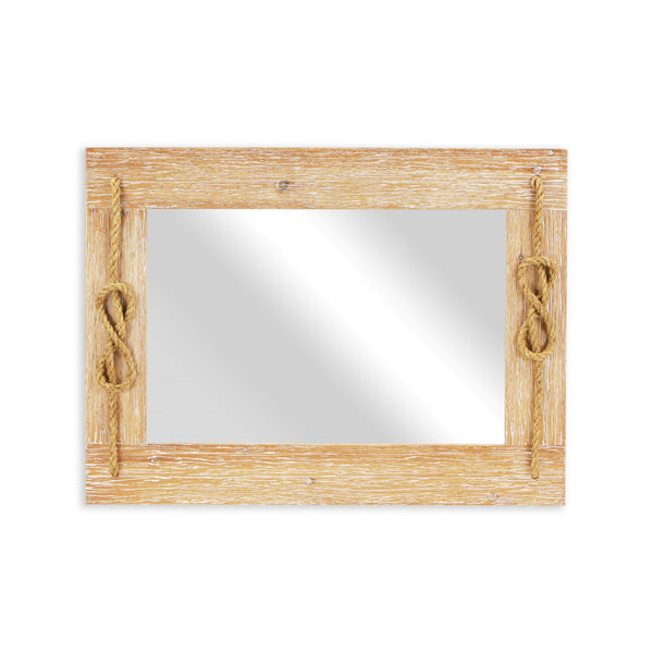 Homeroots 31" Rustic Brown Nautical Accent Framed Wall Mirror  Wood 379856