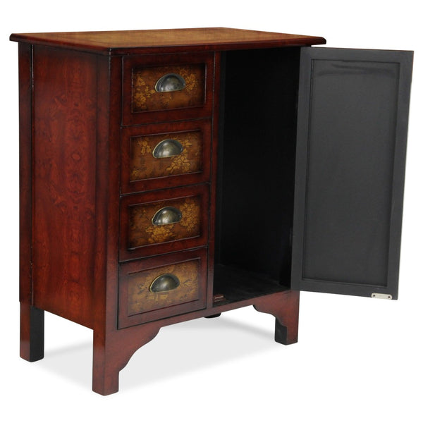 HomeRoots Golden Palm Tree Accent Cabinet – Handcrafted Tropical Storage with Vintage Finish for Any Room 379861