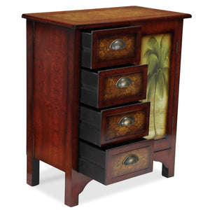 HomeRoots Golden Palm Tree Accent Cabinet – Handcrafted Tropical Storage with Vintage Finish for Any Room 379861