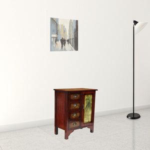 HomeRoots Golden Palm Tree Accent Cabinet – Handcrafted Tropical Storage with Vintage Finish for Any Room 379861
