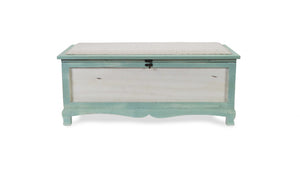 Homeroots Rectangular Green Wooden With Seat Cushion And Inside Storage Bench  Solid Wood 379862