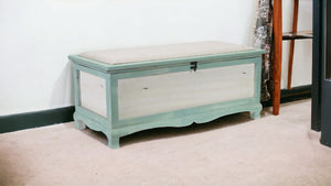 Homeroots Rectangular Green Wooden With Seat Cushion And Inside Storage Bench  Solid Wood 379862
