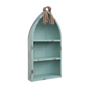 Homeroots Distressed Blue Canoe Hanging Shelf  Metal 379868