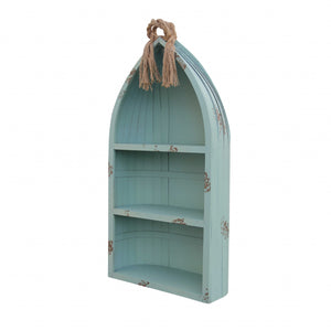 Homeroots Distressed Blue Canoe Hanging Shelf  Metal 379868
