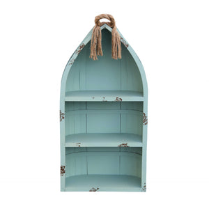 Homeroots Distressed Blue Canoe Hanging Shelf  Metal 379868