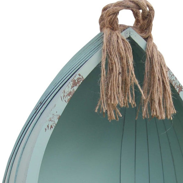 Homeroots Distressed Blue Canoe Hanging Shelf  Metal 379868
