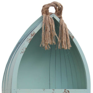 Homeroots Distressed Blue Canoe Hanging Shelf  Metal 379868