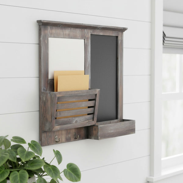 HomeRoots 30" Brown Solid Wood Paper Organizer - Charming Cottage-Style Document Holder for Home Office Use 379874