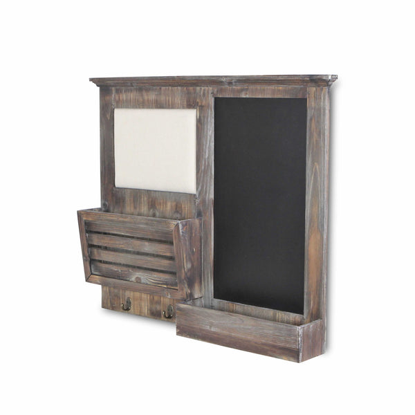 Homeroots Gray Wooden Wall Chalkboard With Side Storage Basket  Solid Wood 379874